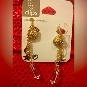 Gold Celestial Mystical Gem Drop Earrings